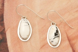 Genuine White Buffalo Turquoise Sterling Silver Earrings